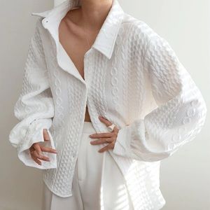 Cable Knit Oversized Shirt